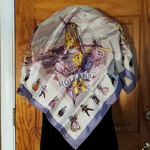 Vintage Holland Souvenir Scarf 27 X 27